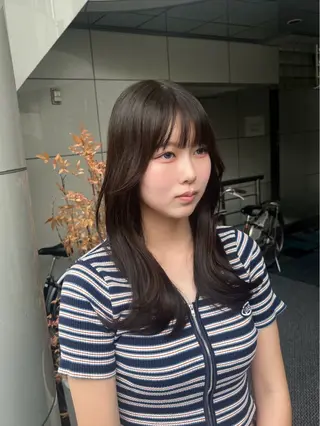 セミロング 韓国レイヤー ☁️🫧森ハリス誠一のヘアスタイル