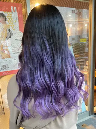 ロング カラー 白髪ぼかし バレイヤージュ志鎌のヘアスタイル