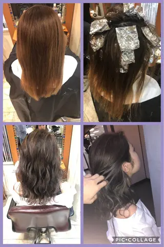 セミロング カラー 100%髪質改善特化 TRUNSのヘアスタイル