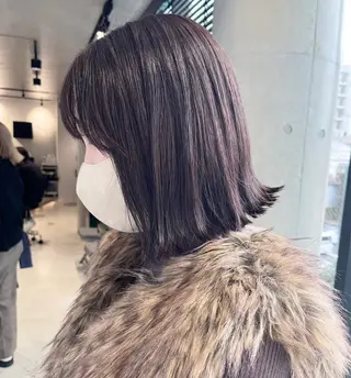 ミディアム カラー パーマ 透明感/オリーブ/ グレージュ/YUKAのヘアスタイル