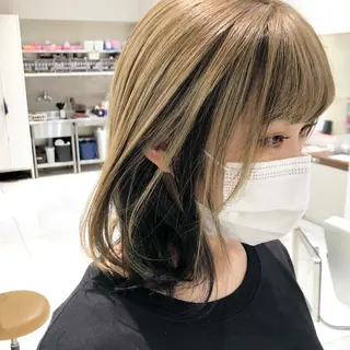 ミディアム カラー ウルフカット ハッシュカット/七海のヘアスタイル