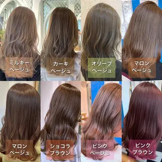 セミロング カラー ブリーチなし/暖色/ 透明感/ririkaのヘアスタイル