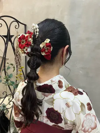 ロング ヘアアレンジ 艶髪/ハイトーン/ ヘアセット/モエノのヘアスタイル