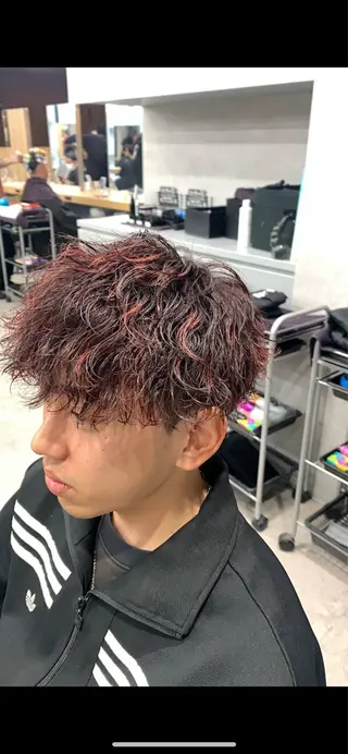 ショート カラー パーマ メンズ デザイン/ハイトーン 指名No.1パフのヘアスタイル