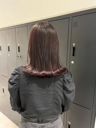 ミディアム カラー ヘアアレンジ 暗髪カラー🫐パーマ おくだりんかのヘアスタイル