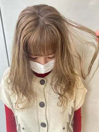 ロング カラー nishido ハイライト/パーマのヘアスタイル