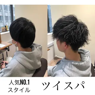 ショート カラー パーマ メンズ 関西センターパート メンズモデル募集のヘアスタイル