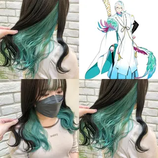 セミロング カラー 推しカラー✨ オタク美容師ユウカのヘアスタイル