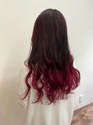 ロング カラー パーマ ヘアアレンジ メンズ キッズ ネイル マツエク・マツパ アイブロウ ウルフレイヤーカット /チヒロのヘアスタイル