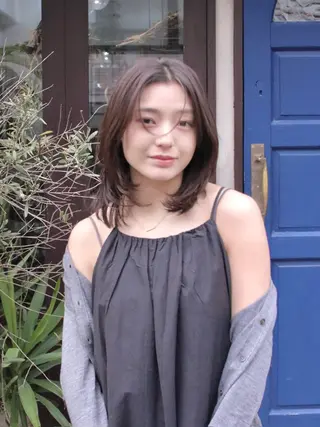 セミロング カラー 木村陸弥 似合わせ 透明感カラー🌿のヘアスタイル