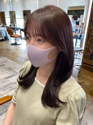 セミロング カラー 顔周り/くびれヘア 韓国ヘア💕風間るなのヘアスタイル