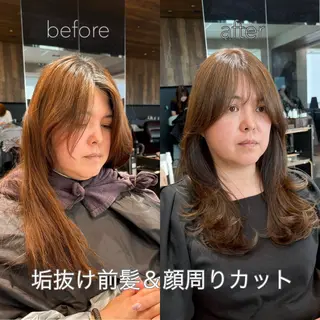 ロング レイヤー/顔周り カット/松岡 祥利のヘアスタイル