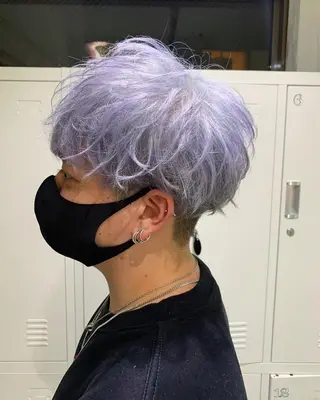 ショート カラー メンズ 中性ウルフカット ケアブリーチ/ケイトのヘアスタイル