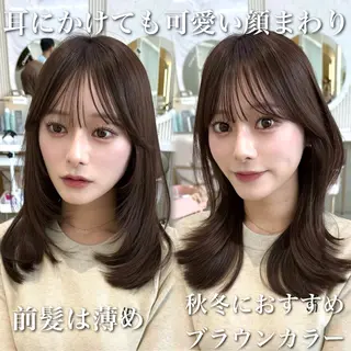 ミディアム カラー 似合わせレイヤー/ 透明感カラーのヘアスタイル