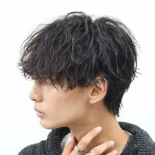 ミディアム カラー パーマ メンズ ハイトーン/メンズマ ッシュ/KYOHEIのヘアスタイル