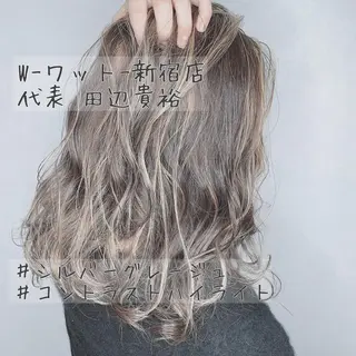 セミロング カラー ネイル パーマ マツエク・マツパ ヘアアレンジ メンズ キッズ 新宿駅近♡友達とOK 🦋W -ワット -のヘアスタイル