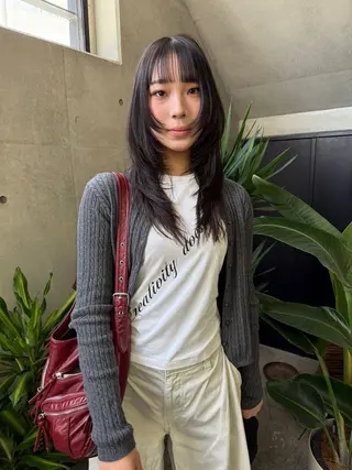 セミロング レイヤーカット\ウル フ　chinatsuのヘアスタイル