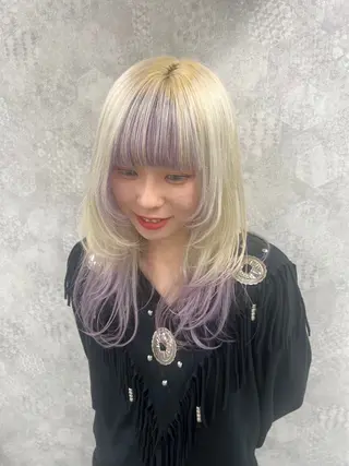 セミロング カラー メンズ ☁️かずき☁️青.紫 推し活カラー💫のヘアスタイル