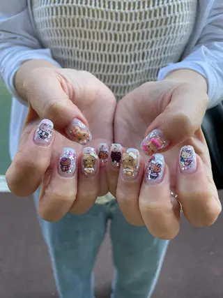 ネイル はばすみれ🎀ﾈｲﾙ 光ﾌｪｲｼｬﾙ ﾍｱのネイルデザイン