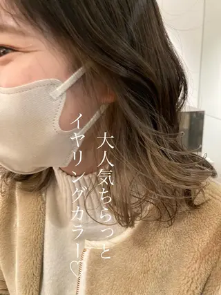 セミロング カラー ヘアアレンジ オリーブ透明感カラー 表参道/MIKUのヘアスタイル
