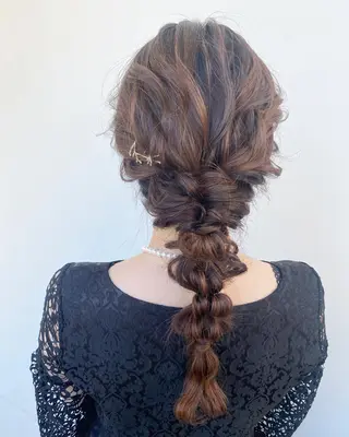 セミロング カラー パーマ ヘアアレンジ メンズ キッズ 艶ピンク*ヘアセット 🌙shioriのヘアスタイル