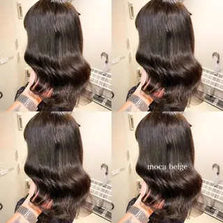 セミロング カラー ハイトーン×レイヤー カットTAKUMIのヘアスタイル