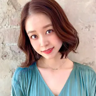 ミディアム カラー パーマ ヘアアレンジ 🌈小顔似合わせ SHIHO🌈のヘアスタイル