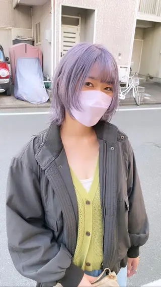ミディアム ハイトーンカラー🌈 メンズパーマ鈴木康平のヘアスタイル