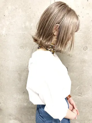 ミディアム 顔まわり／髪質改 善／白髪ぼかし／中山のヘアスタイル