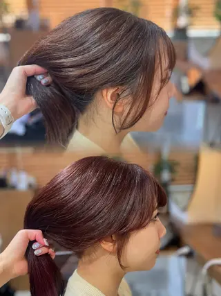 セミロング 塩川ももこ/ 自然な縮毛矯正のヘアスタイル