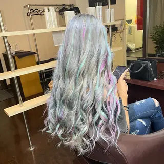 ロング 編み込みエクステ/ ハイトーン りょすけのヘアスタイル