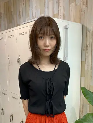 ミディアム カラー パーマ ヘアアレンジ 二ヶ月綺麗なデザイン カット/星野六三四のヘアスタイル