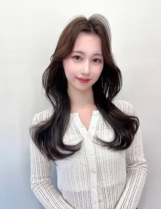 ロング カラー ヘアアレンジ レイヤー/髪質改善 縮毛/ハッシュカットのヘアスタイル