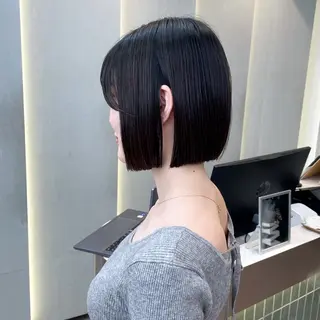 ミディアム 縮毛矯正/ストンボブ Wカラー💎ヒデジのヘアスタイル