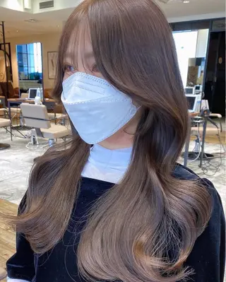 セミロング カラー 顔まわりカット🌟 くびれヘア/寺門遥輝のヘアスタイル