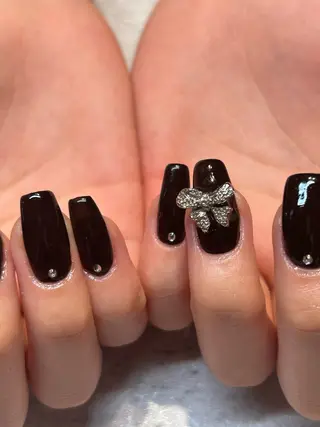 ネイル mellow:ｸﾙﾐ ﹡˖˟༝🎀˖˟ ༝のネイルデザイン