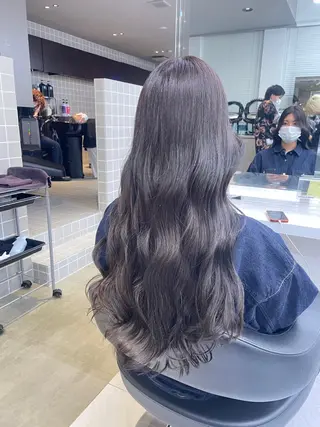 セミロング カラー パーマ ヘアアレンジ メンズ キッズ 🦋韓国レイヤー｜ 透明感グレージュ🦋のヘアスタイル