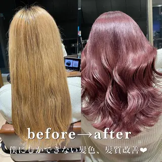 セミロング カラー 顔まわりの神様✨ 透明感カラー藤嶋秀幸のヘアスタイル