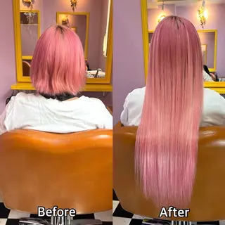 ロング カラー＋ちび編み込み エクステ梅田🐨のヘアスタイル