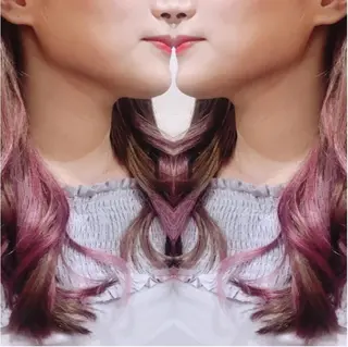 ロング カラー パーマ ヘアアレンジ チビ編み込みエクステ シールEXどぅ〜すのヘアスタイル