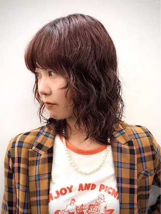 ミディアム パーマ 似合わせレイヤー/ パーマヘア/高倉のヘアスタイル