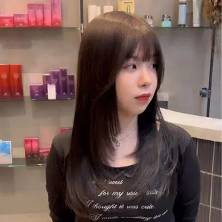 ロング カラー 縮毛矯正・似合わせ タナカ レイヤのヘアスタイル
