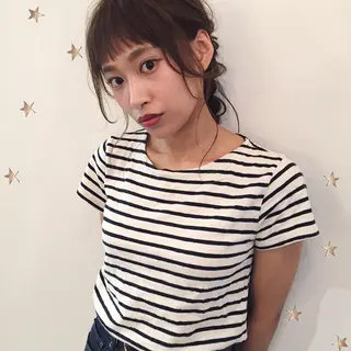 セミロング ヘアアレンジ 市川 千夏のヘアスタイル