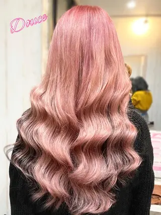 ロング カラー チビ編み込みエクステ シールエクステのヘアスタイル