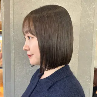ミディアム カラー ボブ　フレンチボブ/ レイヤー縮毛Yukiのヘアスタイル