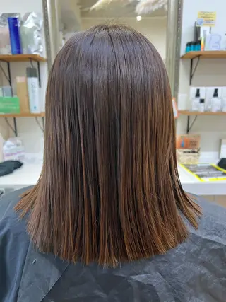 セミロング 朝が楽になる艶髪縮毛 ✨中稲明梨のヘアスタイル