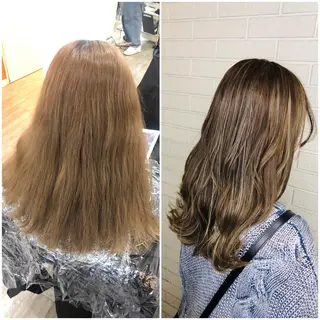 セミロング 艶カラー🩵💛 NANAのヘアスタイル