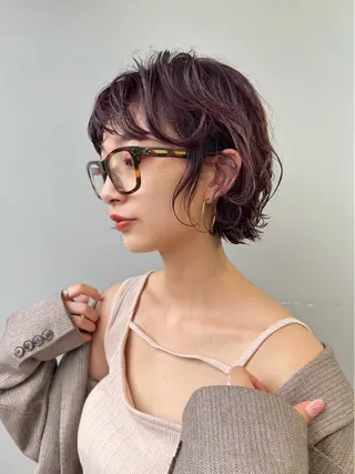 カラー RIN パーマ/暖色カラーのヘアスタイル