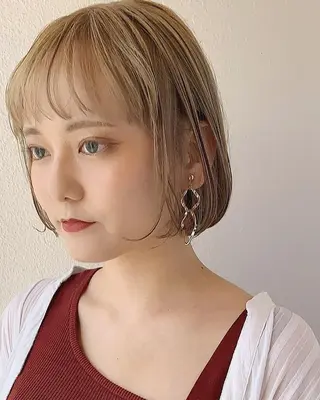 ショート ヘアアレンジ カラー 竹内啓太 ボブのヘアスタイル