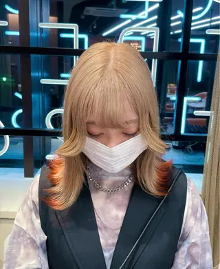 セミロング カラー ヘアアレンジ 韓国×艶髪 さきのヘアスタイル